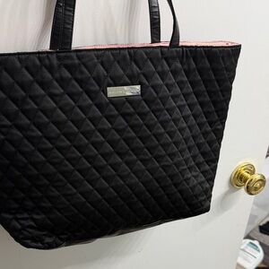 Ralph Lauren Black and Pink Quilted Tote